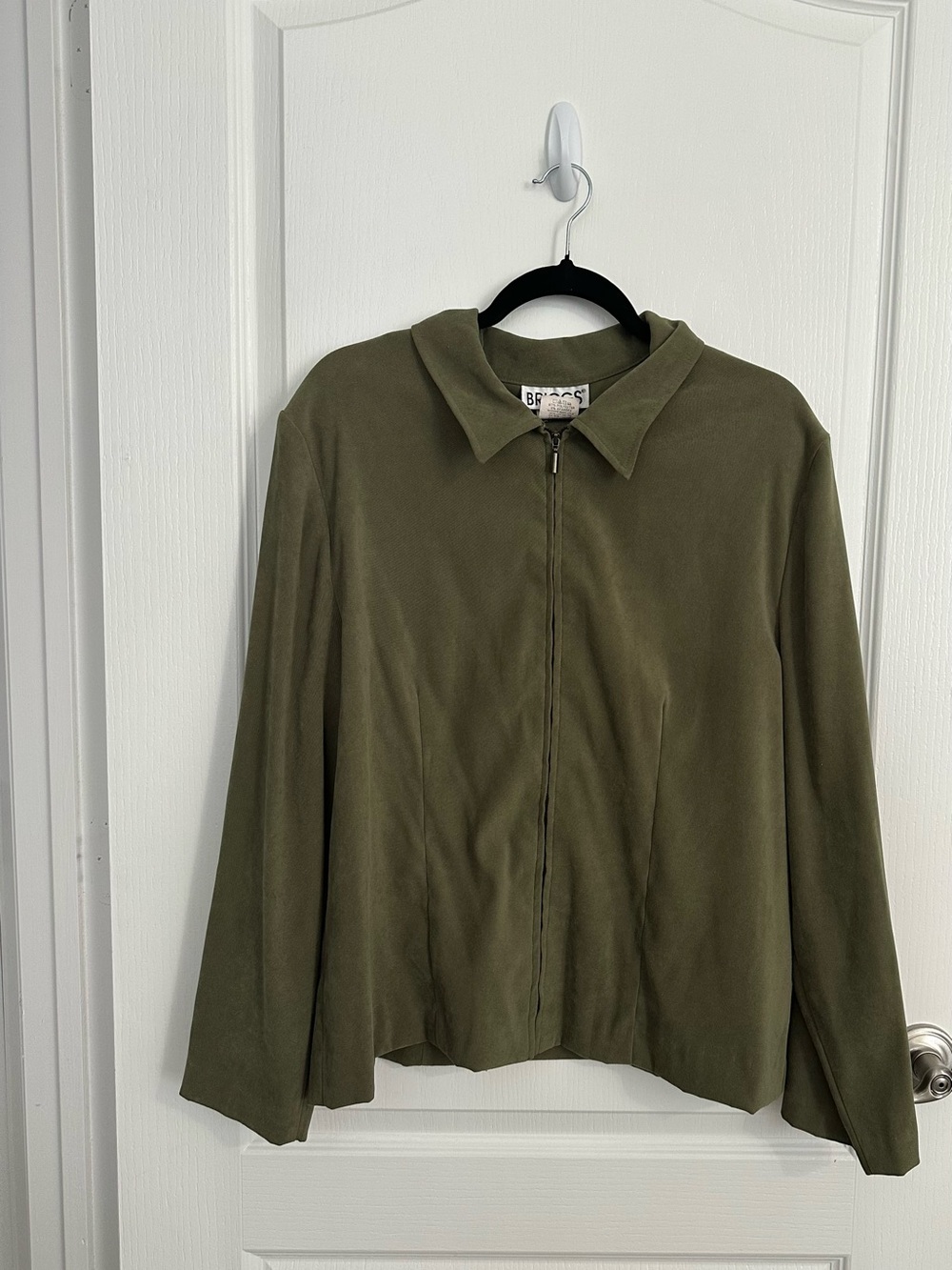 Vintage Briggs New York Olive Zip-Front Collar Jacket